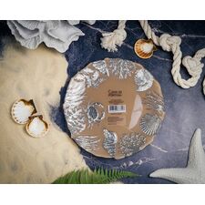 Тарелка 21 см, цвет пастельно-бежевый с серебристым  декором, Crab, Casa di fortuna