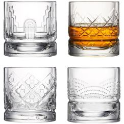 Набор из 4-х стаканов для виски с разным рельефом, 300 мл, h 9 см, d 8,6 см, серия DANDY, La Rochere