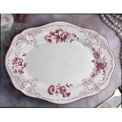 Блюдо овальное 38x26,5 см, h 3,3 см, фарфор, Red Rose, Casa di fortuna
