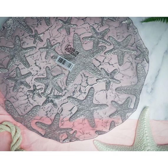 Блюдо 33 см, цвет пастельно-розовый с серебристым декором, Estrella De Mar, Casa di fortuna, изображение 16