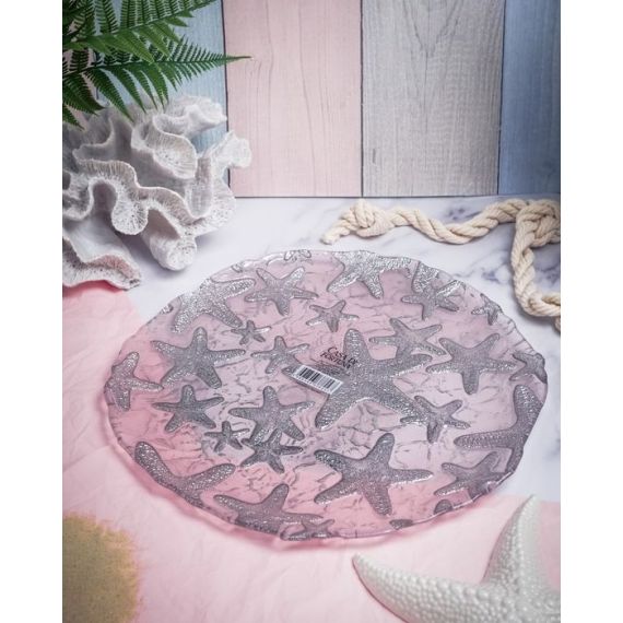Блюдо 33 см, цвет пастельно-розовый с серебристым декором, Estrella De Mar, Casa di fortuna, изображение 14