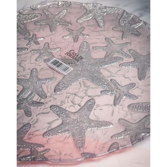 Блюдо 33 см, цвет пастельно-розовый с серебристым декором, Estrella De Mar, Casa di fortuna, изображение 15
