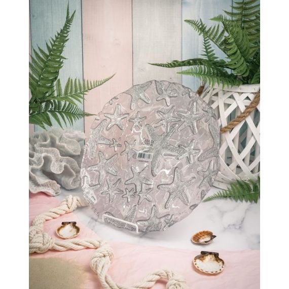 Блюдо 33 см, цвет пастельно-розовый с серебристым декором, Estrella De Mar, Casa di fortuna, изображение 8