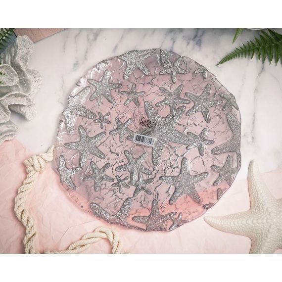 Блюдо 33 см, цвет пастельно-розовый с серебристым декором, Estrella De Mar, Casa di fortuna, изображение 4