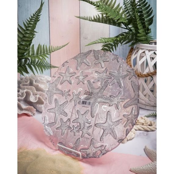 Блюдо 33 см, цвет пастельно-розовый с серебристым декором, Estrella De Mar, Casa di fortuna, изображение 2