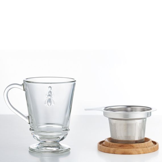 Кружка для заварки чая с металл. фильтром и  дерев.крышкой, 275 мл, h 12,2 см,  d 9,1 см, серия ABEILLE, La Rochere, изображение 3