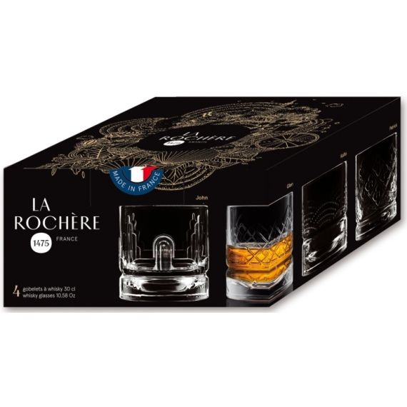 Набор из 4-х стаканов для виски с разным рельефом, 300 мл, h 9 см, d 8,6 см, серия DANDY, La Rochere, изображение 8