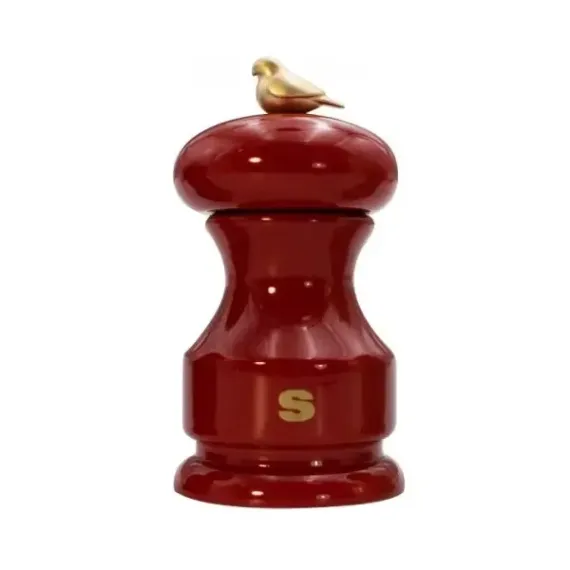 Мельница для соли 11 см, бук лакированный, цвет красный, серия Bird, Bisetti